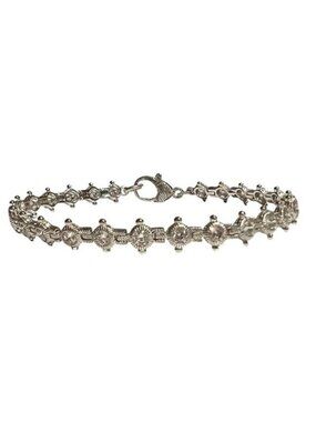 Vintage Judith Ripka CZ Sterling Silver Bracelet | 7.5" long